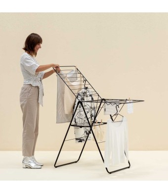 מתלה כביסה T מתקפל 20 מטר, שחור מט HangOn ברבנטיה + משלוח חינם + עכשיו במבצע 50% הנחה SALE