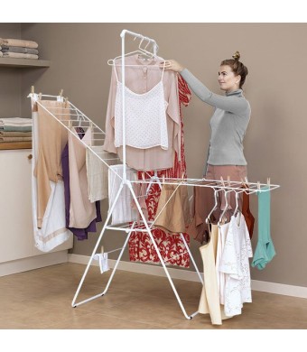 מתלה כביסה מתקפל 25 מטר עם מוט תלייה, לבן HangOn ברבנטיה + משלוח חינם + עכשיו במבצע 50% הנחה SALE