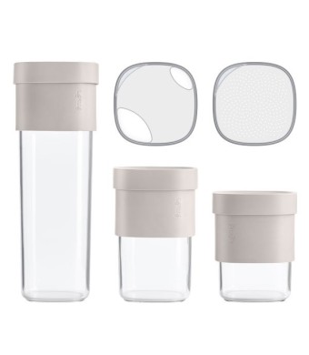 סט 3 מיכלי אחסון מזון יבש Flip מתרחב Lekue מבית Brabantia + הנחה 10% לנרשמים לניוזלטר