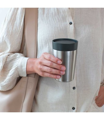 כוס תרמית 200 מ״ל Make & Take נירוסטה, מכסה פלסטיק ללא BPA אפור כהה Brabantia + הנחה 10% לנרשמים לניוזלטר