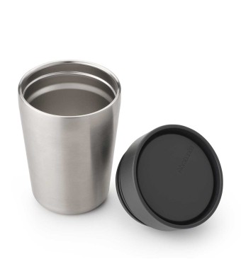 כוס תרמית 200 מ״ל Make & Take נירוסטה, מכסה פלסטיק ללא BPA אפור כהה Brabantia + הנחה 10% לנרשמים לניוזלטר