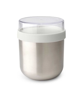 כוס תרמית למרק 0.5 ליטר Make & Take נירוסטה, מכסה פלסטיק ללא BPA שקוף ואפור בהיר לתוספות Brabantia + הנחה 10% לנרשמים לניוזלטר