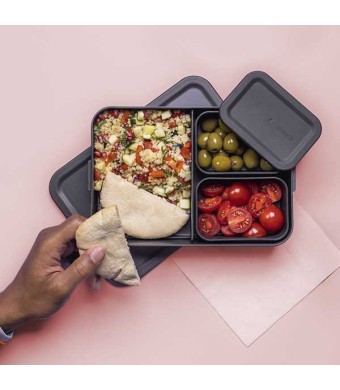 קופסת אוכל Bento גדולה 2 ליטר Make & Take פלסטיק ללא BPA אפור כהה Brabantia + הנחה 10% לנרשמים לניוזלטר
