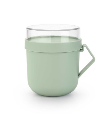 כוס למרק 0.6 ליטר Make & Take פלסטיק ירוק ג׳ייד עם מכסה שקוף לתוספות Brabantia + הנחה 10% לנרשמים לניוזלטר