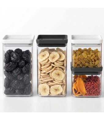 סט 4 מיכלי אחסון פלסטיק שקוף 0.7 + 1.6 ליטר, מכסה אפור בהיר וכהה Brabantia - ללא BPA + עכשיו במבצע 25% הנחת פסח SALE