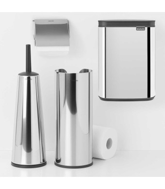 סט לשירותים מבריק עם פח נתלה Brabantia: פח BO נתלה 4 ליטר + מברשת אסלה קונית, מתקן קיר ודיספנסר לנייר טואלט  Renew ברבנטיה + משלוח חינם + הנחה 10% לנרשמים לניוזלטר