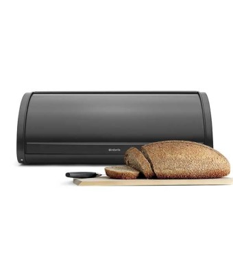 קופסת לחם גדולה, שחור מט - מכסה מתגלגל Brabantia + הנחה 10% לנרשמים לניוזלטר