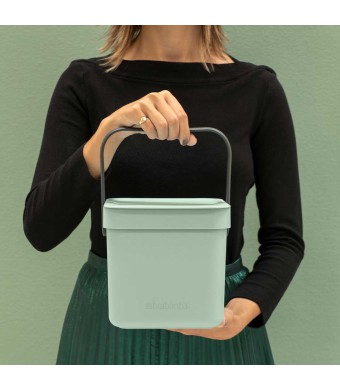 SORT & GO פח הפרדה 6 ליטר פלסטיק,ירוק ג׳ייד - Brabantia + משלוח חינם + הנחה 10% לנרשמים לניוזלטר