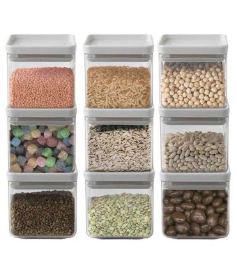 סט 9 מיכלי אחסון פלסטיק שקוף 0.7 ליטר, מכסה אפור בהיר ברבנטיה - ללא BPA + עכשיו במבצע 25% הנחה SALE