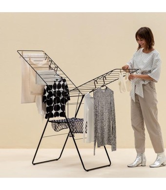 מתלה כביסה T מתקפל 25 מטר, שחור מט HangOn ברבנטיה + משלוח חינם + עכשיו במבצע 50% הנחה SALE