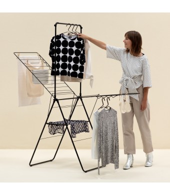 מתלה כביסה T מתקפל 25 מטר עם מוט תלייה, שחור מט HangOn ברבנטיה + משלוח חינם + עכשיו במבצע 50% הנחה SALE