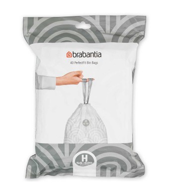 חבילת שקיות קוד H לפח אשפה 60-50 ליטר ברבנטיה - 40 שקיות בחבילת דיספנסר Brabantia