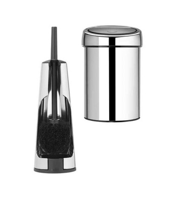 סט לשירותים מבריק עם פח נתלה Brabantia: פח טאץ נתלה 3 ליטר + מברשת אסלה קונית ברבנטיה + משלוח חינם + הנחה 10% לנרשמים לניוזלטר