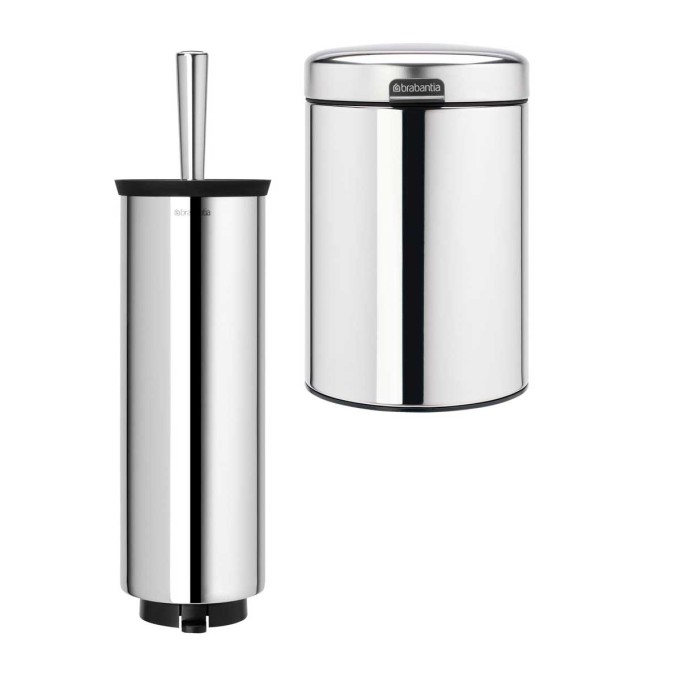 סט לשירותים, נתלה מבריק Brabantia: פח נתלה 3 ליטר NewIcon + מברשת אסלה עם אפשרות תלייה ברבנטיה + משלוח חינם + הנחה 10% לנרשמים לניוזלטר
