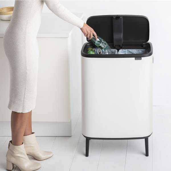 פח אשפה למטבח, מחולק 30+30 ליטר BO טאץ,​ ​ל​בן Brabantia + הנחה 10% לנרשמים לניוזלטר + משלוח חינם
