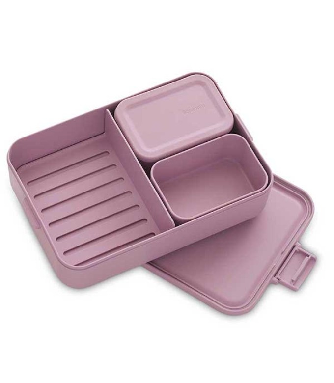 קופסת אוכל Bento גדולה 2 ליטר Make & Take פלסטיק ללא BPA ורוד לילך Brabantia + הנחה 10% לנרשמים לניוזלטר