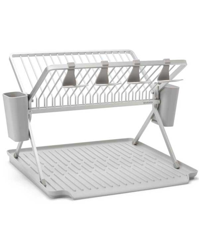מתקן לייבוש כלים מתקפל, גדול - אפור Brabantia + משלוח חינם ​+ הנחה 10% לנרשמים לניוזלטר