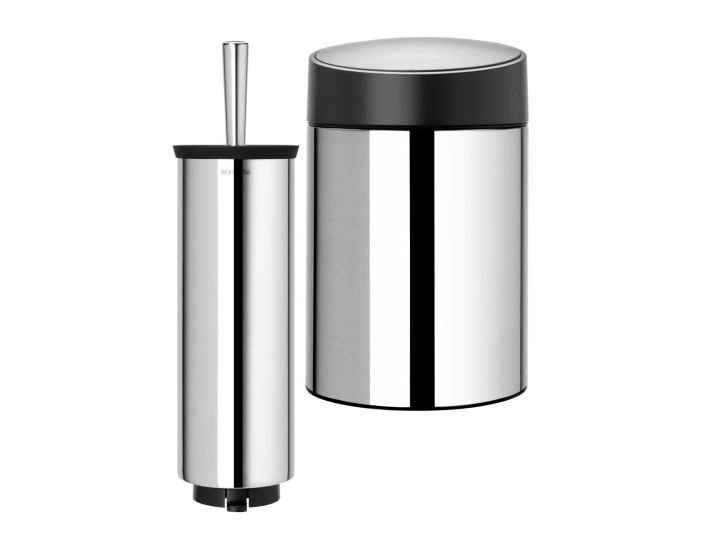 סט לשירותים, נתלה מבריק Brabantia: פח סלייד נתלה מבריק מכסה שחור מט 5 ליטר + מברשת אסלה עם אפשרות תלייה ברבנטיה + משלוח חינם + הנחה 10% לנרשמים לניוזלטר