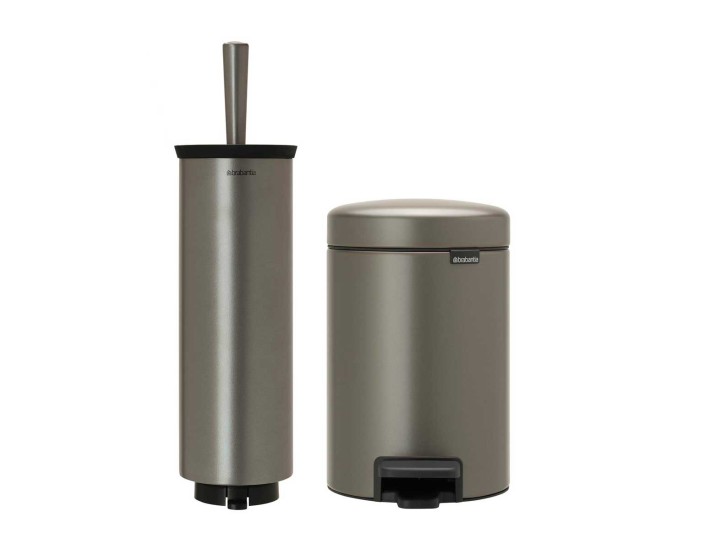 סט לשירותים פלטינום Brabantia: פח פדל 3 ליטר NewIcon + מברשת אסלה עם אפשרות תלייה ברבנטיה + משלוח חינם + הנחה 10% לנרשמים לניוזלטר
