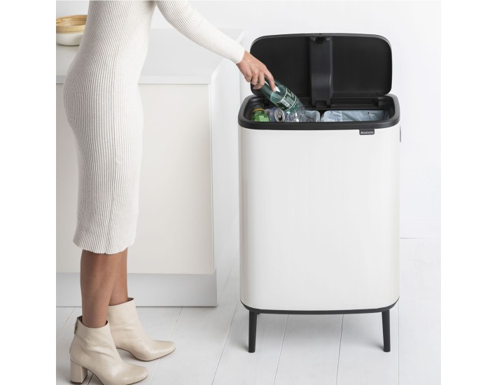BO טאץ פח הפרדה 30+30 ליטר לבן Brabantia + הנחה 10% לנרשמים לניוזלטר + משלוח חינם