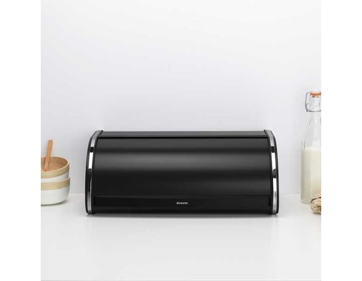 קופסת לחם גדולה, שחור מט - מכסה מתגלגל Brabantia + הנחה 10% לנרשמים לניוזלטר