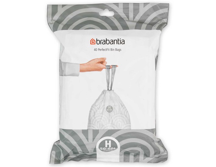 חבילת שקיות קוד H לפח אשפה 60-50 ליטר עגול ברבנטיה - 40 שקיות בחבילת דיספנסר Brabantia