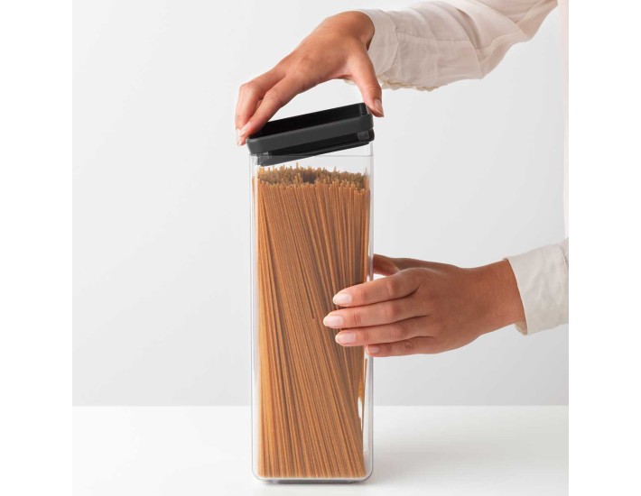מיכל אחסון פלסטיק שקוף 2.5 ליטר, מכסה אפור כהה Brabantia - ללא BPA + הנחה 10% לנרשמים לניוזלטר