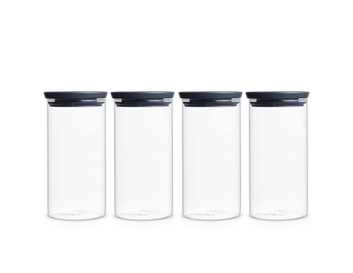 סט 4 מיכלי זכוכית 1.1 ליטר, מכסה אפור כהה Brabantia + הנחה 10% לנרשמים לניוזלטר