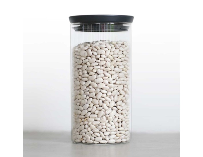 מיכל זכוכית, מכסה אפור כהה 1.1 ליטר Brabantia + הנחה 10% לנרשמים לניוזלטר