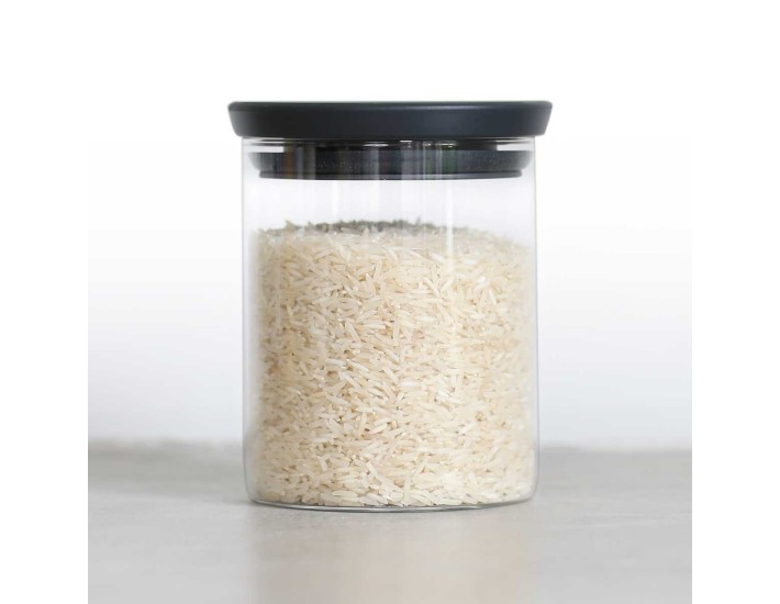 מיכל זכוכית, מכסה אפור כהה 0.6 ליטר Brabantia + הנחה 10% לנרשמים לניוזלטר