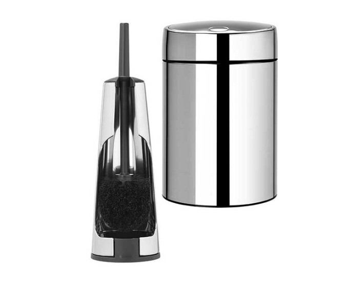 סט לשירותים מבריק עם פח נתלה Brabantia: פח סלייד נתלה מבריק 5 ליטר + מברשת אסלה קונית ברבנטיה + משלוח חינם + הנחה 10% לנרשמים לניוזלטר