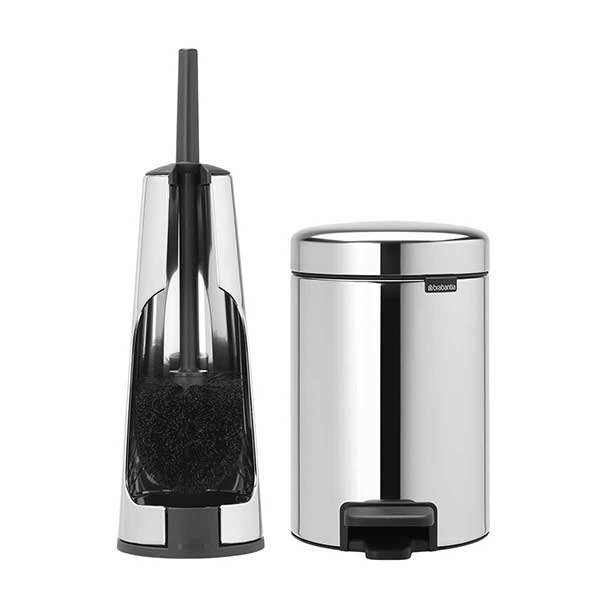 סט לשירותים מבריק Brabantia: פח פדל 3 ליטר NewIcon + מברשת אסלה קונית ברבנטיה + משלוח חינם + הנחה 10% לנרשמים לניוזלטר