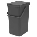 SORT & GO פח הפרדה 16 ליטר פלסטיק, אפור - Brabantia + הנחה 10% לנרשמים לניוזלטר