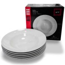 סט צלחות עמוקות, שוליים רחבים - 6 צלחות פורצלן לבן ARTE VIVA + הנחה 10% לנרשמים לניוזלטר