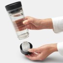 כוס תרמית לתה 360 מ״ל Make & Take פלסטיק ללא BPA, שקוף ומכסה אפור כהה Brabantia + הנחה 10% לנרשמים לניוזלטר