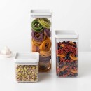 סט 3 מיכלי אחסון פלסטיק שקוף 0.7 + 1.6 + 2.5 ליטר, מכסה אפור בהיר Brabantia - ללא BPA + עכשיו במבצע 25% הנחת פסח SALE