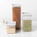 סט 3 מיכלי אחסון פלסטיק שקוף 0.7 + 1.6 + 2.5 ליטר, מכסה אפור בהיר Brabantia - ללא BPA + הנחה 10% לנרשמים לניוזלטר