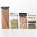 סט 5 מיכלי אחסון פלסטיק שקוף 0.7 + 1.6 + 2.5 ליטר, מכסה אפור בהיר וכהה Brabantia - ללא BPA + הנחה 10% לנרשמים לניוזלטר