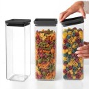 סט 3 מיכלי אחסון פלסטיק שקוף 2.5 ליטר, מכסה אפור כהה Brabantia - ללא BPA + עכשיו במבצע 25% הנחת פסח SALE