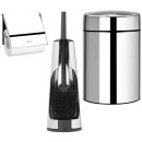 סט לשירותים מבריק עם פח נתלה Brabantia: פח סלייד נתלה מבריק 5 ליטר + מברשת אסלה קונית + מתקן קיר לנייר טואלט ברבנטיה + משלוח חינם + הנחה 10% לנרשמים לניוזלטר 