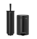 סט לשירותים שחור מט Brabantia: פח פדל 3 ליטר NewIcon + מברשת אסלה עם אפשרות תלייה ברבנטיה + משלוח חינם + הנחה 10% לנרשמים לניוזלטר