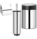 סט לשירותים מבריק עם פח נתלה Brabantia: פח סלייד נתלה מבריק, מכסה שחור מט 5 ליטר + מברשת אסלה עם אפשרות תלייה + מתקן קיר לנייר טואלט ברבנטיה + משלוח חינם + הנחה 10% לנרשמים לניוזלטר 