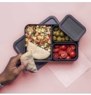 קופסת אוכל Bento גדולה 2 ליטר Make & Take פלסטיק ללא BPA אפור כהה Brabantia + הנחה 10% לנרשמים לניוזלטר