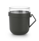 כוס למרק 0.6 ליטר Make & Take פלסטיק ללא BPA אפור כהה Brabantia עם מכסה שקוף לתוספות + הנחה 10% לנרשמים לניוזלטר