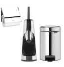 סט לשירותים מבריק Brabantia: פח פדל 3 ליטר NewIcon + מברשת אסלה קונית + מתקן קיר לנייר טואלט ברבנטיה + משלוח חינם + הנחה 10% לנרשמים לניוזלטר
