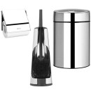 סט לשירותים מבריק עם פח נתלה Brabantia: פח סלייד נתלה מבריק 5 ליטר + מברשת אסלה קונית + מתקן קיר לנייר טואלט ברבנטיה + משלוח חינם + הנחה 10% לנרשמים לניוזלטר 
