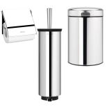 סט לשירותים, נתלה מבריק Brabantia: פח נתלה 3 ליטר NewIcon + מברשת אסלה עם אפשרות תלייה + מתקן קיר לנייר טואלט ברבנטיה + משלוח חינם + הנחה 10% לנרשמים לניוזלטר
