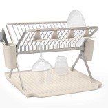 מתקן לייבוש כלים מתקפל, גדול - בז׳ עדין Brabantia + משלוח חינם ​+ הנחה 10% לנרשמים לניוזלטר