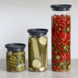 סט 3 מיכלי זכוכית 0.6 + 1.1 + 1.9 ליטר, מכסה אפור כהה Brabantia - ללא BPA + הנחה 10% לנרשמים לניוזלטר