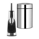 סט לשירותים מבריק עם פח נתלה Brabantia: פח סלייד נתלה מבריק 5 ליטר + מברשת אסלה קונית ברבנטיה + משלוח חינם + הנחה 10% לנרשמים לניוזלטר